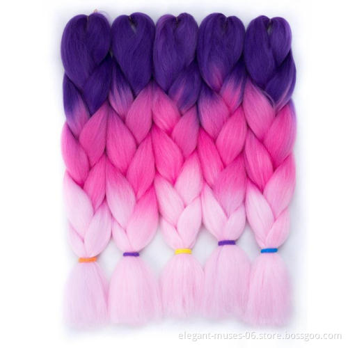 Wholesale 24 Inch Hot Water Setting Jumbo Yaki Hair Pre stretched Braiding Hair Twisted Synthetic Hair Ombre Jumbo Braid